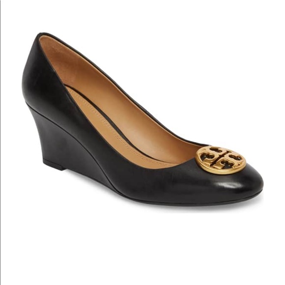 Tory Burch Shoes - Tory Burch Navy Chelsea Leather Wedge